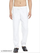 White cotton blend pajama bottom, KRAFT INDIA men's solid design, above knee length, pack of 1, Indian origin